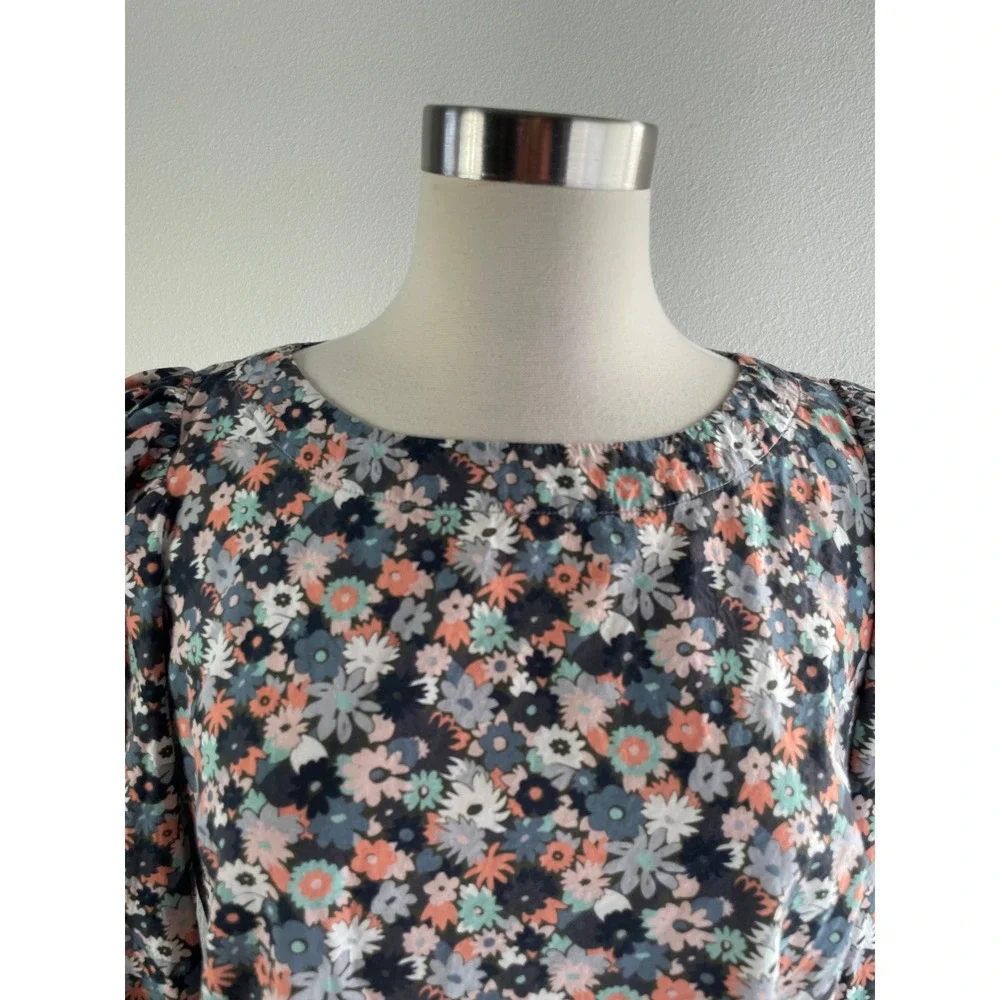Boden Womens 8 Floral Puff Sleeve Blouse Multi Color Daisy Print Top